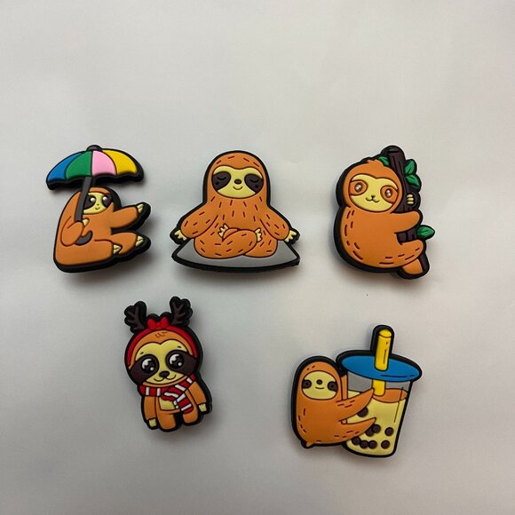 Shoe Charms Sloth - Lot of 5 Sloth Shoes Charms Lot #5 - Picture 1 of 3